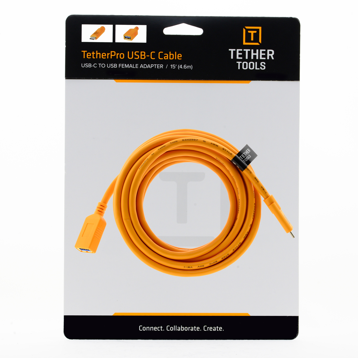 Кабель-удлинитель Tether Tools TetherPro USB-C to USB-A Female Adapter 4.6m Orange